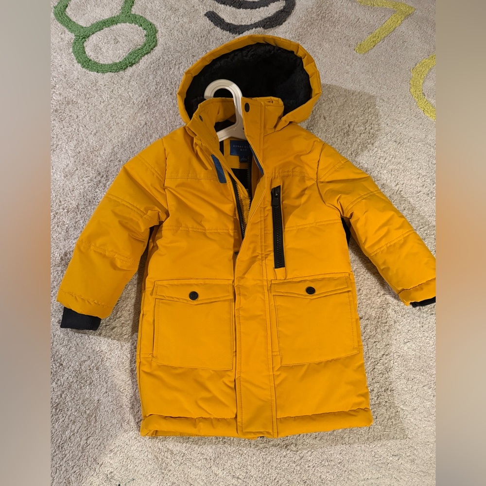 Perry Ellis Yellow Hooded Puffer Jacket Boys Size 4